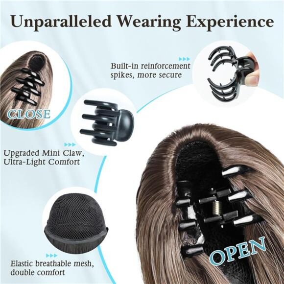 Claw Clip Ponytail Extension Ombre Blonde 12" Short - Picture 3 of 6